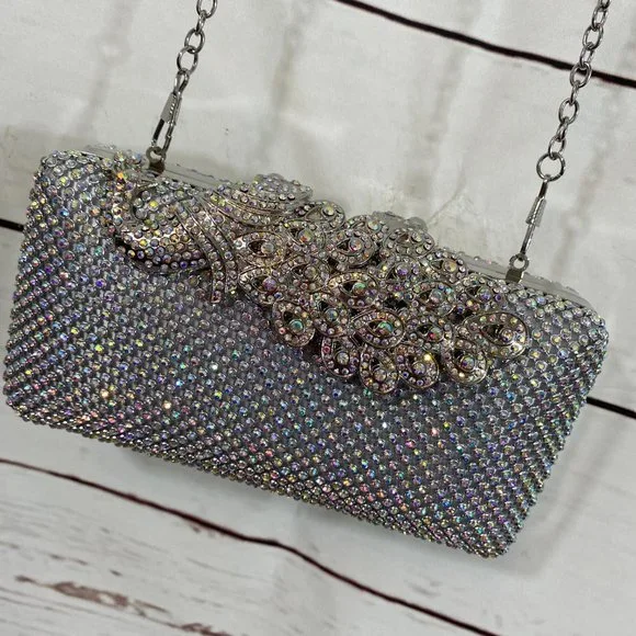 Fawziya Designer Rhinestone Peacock Glamour Shoulder Handbag ~ NWOT - Picture 6 of 13